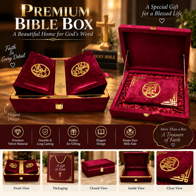 Premium Bible Gift Box with Bible – Luxury Red Velvet Christian Gift