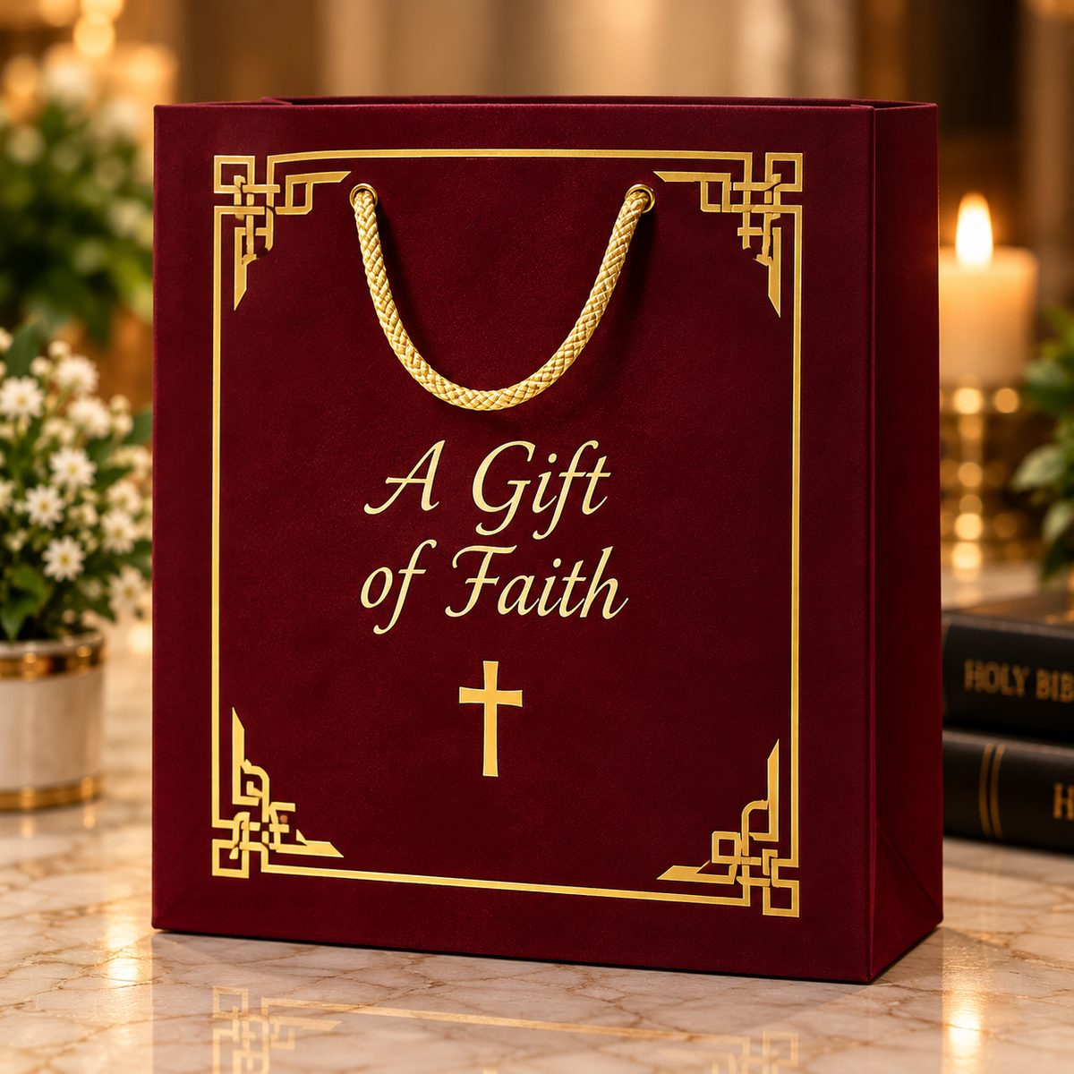 Premium Bible Gift Box with Bible – Luxury Red Velvet Christian Gift