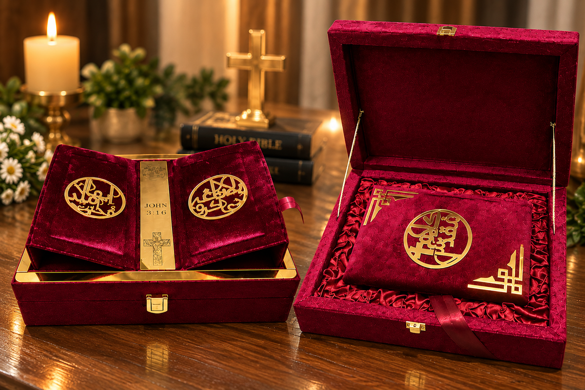 Premium Bible Gift Box with Bible – Luxury Red Velvet Christian Gift